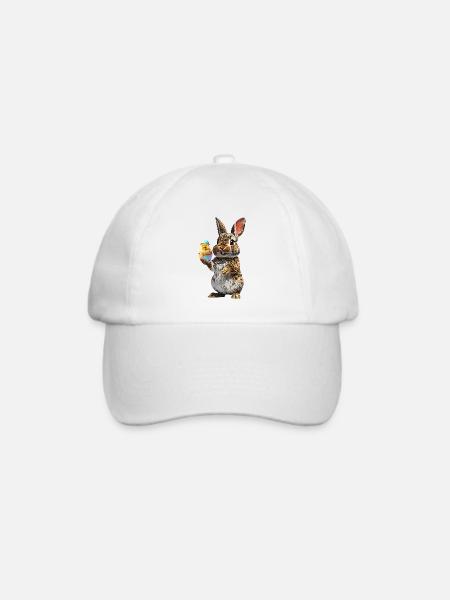 Hase - Baseballkappe - Weiß/Weiß
