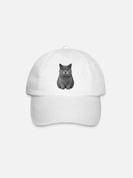 British Shorthair Kater Teodoro - Baseballkappe - Weiß/Weiß
