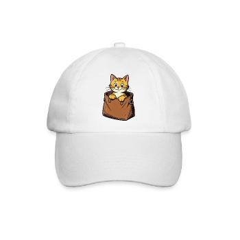 Katze Tier Symbol Haustier Tasche Lebewesen - Baseballkappe - Weiß/Weiß - Vorne