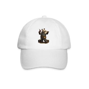 Handwerker Papa Panda Akkuschrauber lustig - Baseballkappe - Weiß/Weiß - Vorne