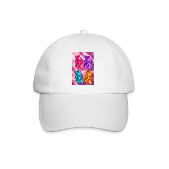 Neon-Gummibärchen auf Schachbrett - Baseballkappe - Weiß/Weiß - Vorne