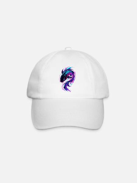 Neon Koi Flow - Baseballkappe - Weiß/Weiß