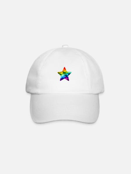 Regenbogen-Mosaikstern - Baseballkappe - Weiß/Weiß