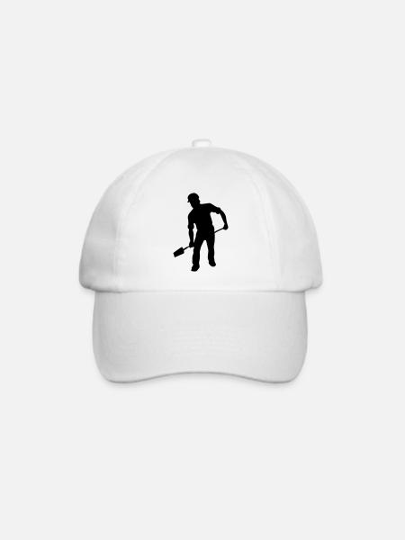 Bodenarbeiter mit der Schaufel – harte Arbeit - Baseballkappe - Weiß/Weiß