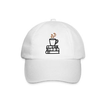 Bücher Kaffeetasse Lesen Buchclub Leseratte - Baseballkappe - Weiß/Weiß - Vorne