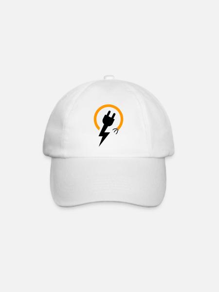 Elektriker Logo mit Blitz und Stecker - Baseballkappe - Weiß/Weiß