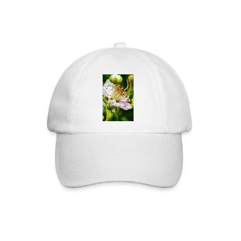 Brombeerblüte Botanische Eleganz - Baseballkappe - Weiß/Weiß - Vorne