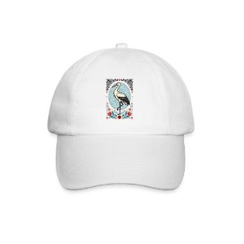 Storch im Blumenkreis Stil - Baseballkappe - Weiß/Weiß - Vorne