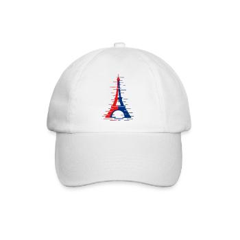 Eiffelturm Dualrot Blau Glitch - Baseballkappe - Weiß/Weiß - Vorne