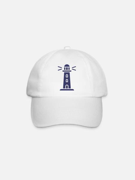 Leuchtturm-Leuchtturm-Silhouette - Baseballkappe - Weiß/Weiß