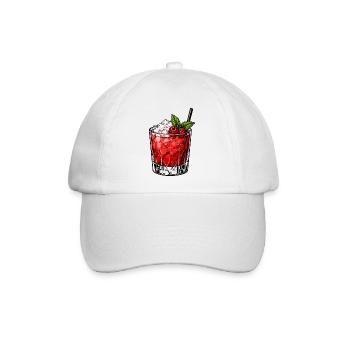 Beeren-Cocktail Glas mit Minze - Baseballkappe - Weiß/Weiß - Vorne