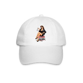 Pin-Up Rockabella: Trouble Never Looked This Good - Baseballkappe - Weiß/Weiß - Vorne