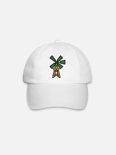 Windrad Bauernhof Grafik - Baseballkappe - Weiß/Weiß