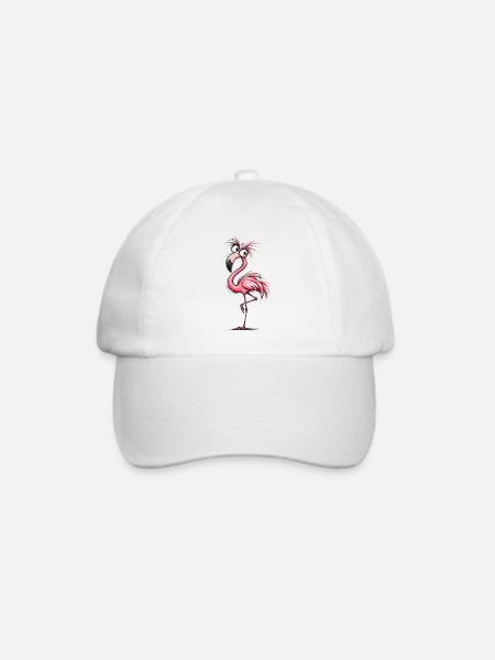 Flamingo Karikatur Pink Groove - Baseballkappe - Weiß/Weiß