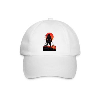 Ninja bei Sonnenuntergang am Torii-Tor - Baseballkappe - Weiß/Weiß - Vorne