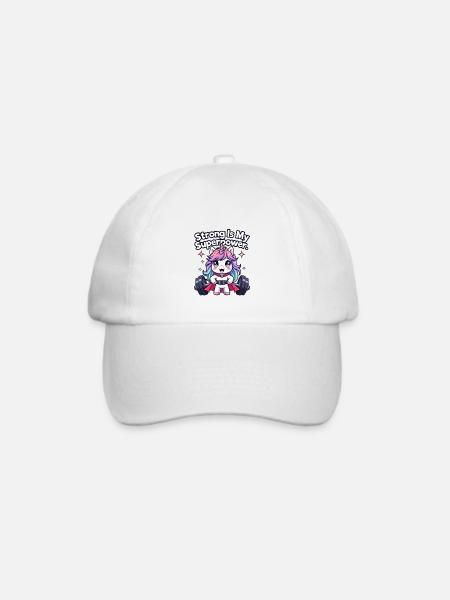 Einhorn-Stärke: Superkraft-Auftrieb - Baseballkappe - Weiß/Weiß