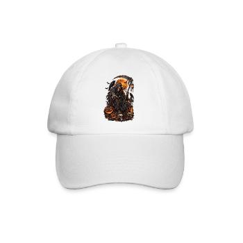 Dark Halloween Reaper Skull – Gotisches Horror-Design - Baseballkappe - Weiß/Weiß - Vorne