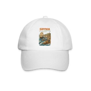 Gdynia 1800 Vintage Grafik – Historischer Print - Baseballkappe - Weiß/Weiß - Vorne