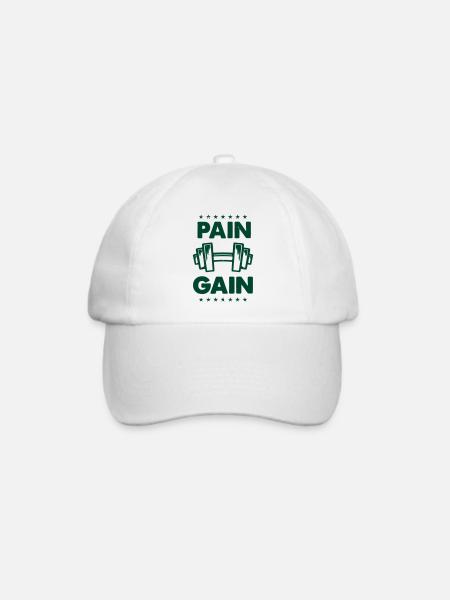 hantel_pain_gain - Baseballkappe - Weiß/Weiß