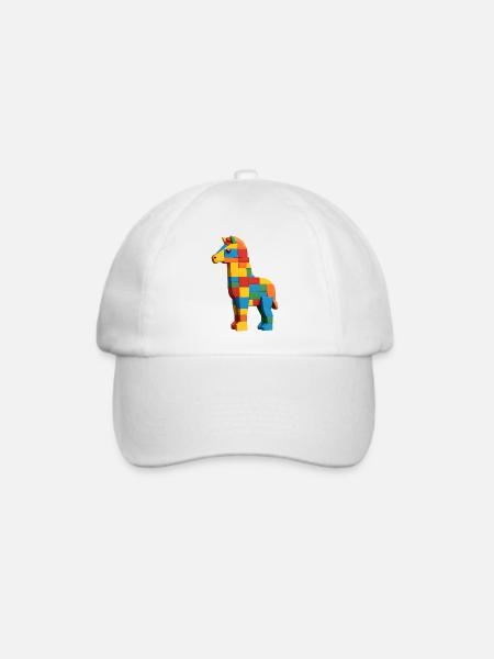 Buntes Bauklötze Pferd - Baseballkappe - Weiß/Weiß