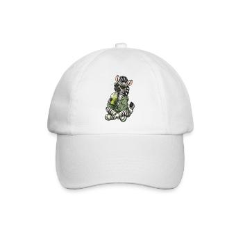Süßes Zebra mit Matcha Latte - Baseballkappe - Weiß/Weiß - Vorne