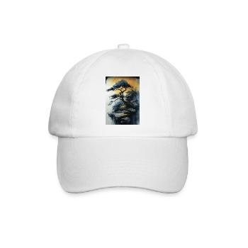 Einsame Kiefer auf leuchtender Klippe - Baseballkappe - Weiß/Weiß - Vorne