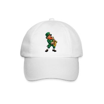 Leprechaun mit Saxophon - Baseballkappe - Weiß/Weiß - Vorne