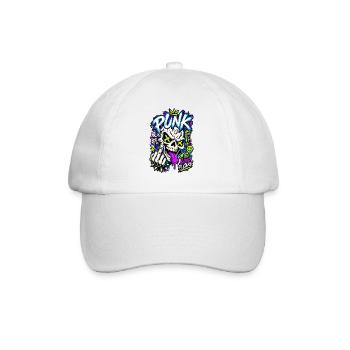 Neon Punk Schädel Grafik - Baseballkappe - Weiß/Weiß - Vorne