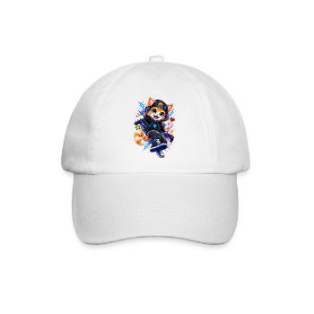 Gaming Katze – Gamer Cat - Baseballkappe - Weiß/Weiß - Vorne