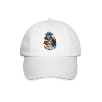 Tee und Regen – Mehr braucht es nicht - Baseballkappe - Weiß/Weiß - Vorne
