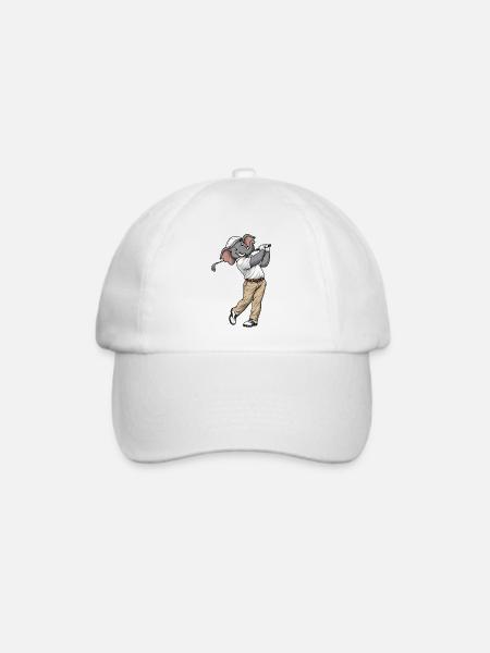 Elefant beim Golf - Baseballkappe - Weiß/Weiß
