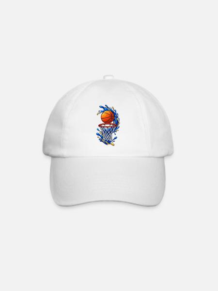 Blau-Gold-Basketball - Baseballkappe - Weiß/Weiß