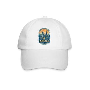Stockholm Silhouette – Stolz meiner Heimat - Baseballkappe - Weiß/Weiß - Vorne
