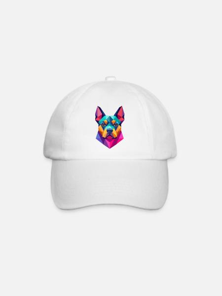 Hund Polygon geometrisch - Baseballkappe - Weiß/Weiß