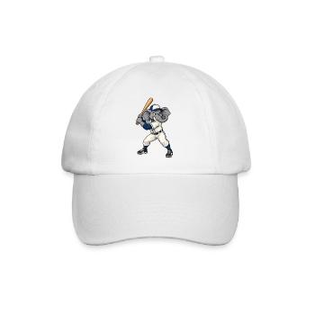 Elefant beim Baseball - Baseballkappe - Weiß/Weiß - Vorne