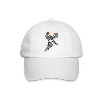 Elefant beim Basketball Slam Dunk - Baseballkappe - Weiß/Weiß - Vorne