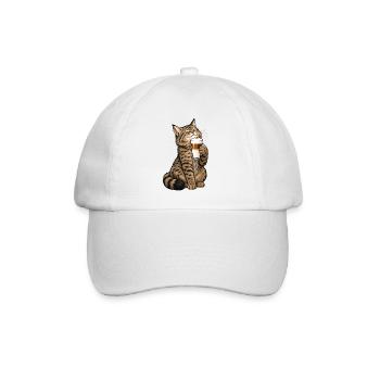 Schottische Wildkatze mit Latte Macchiato - Baseballkappe - Weiß/Weiß - Vorne