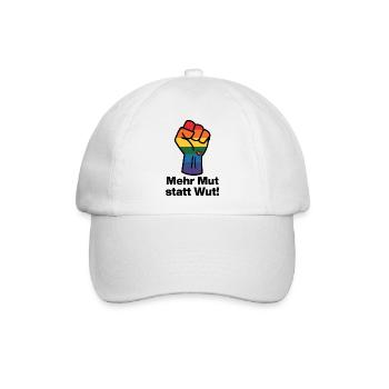 MEHR MUT STATT WUT BUNTER REGENBOGEN, NIE WIEDER - Baseballkappe - Weiß/Weiß - Vorne