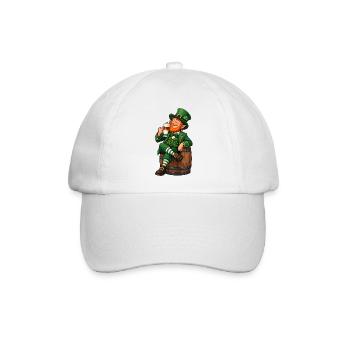 Leprechaun mit Latte Macchiato – Irischer Kaffee - Baseballkappe - Weiß/Weiß - Vorne