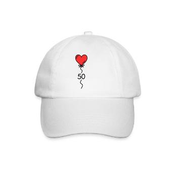 50 Geburtstag Herz Luftballon Damen T-Shirt - Baseballkappe - Weiß/Weiß - Vorne