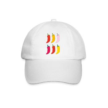 Farbenfrohe Chili Popart - Baseballkappe - Weiß/Weiß - Vorne