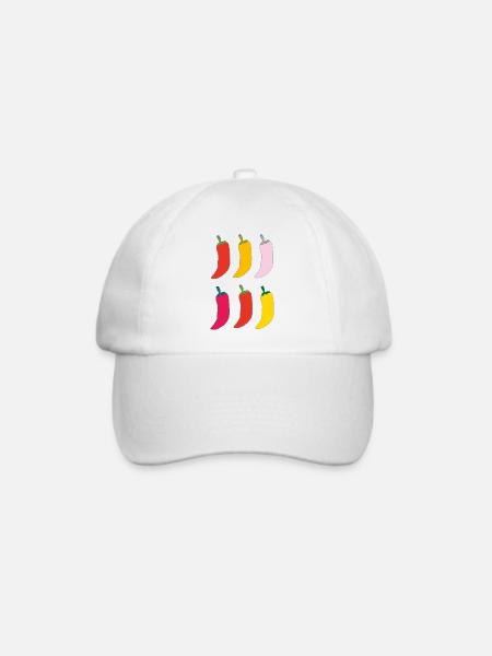 Farbenfrohe Chili Popart - Baseballkappe - Weiß/Weiß