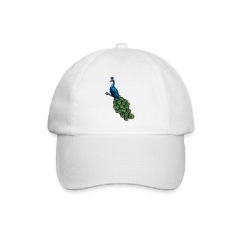 pfauen hahn in Edelblau, vögel,   - Baseballkappe - Weiß/Weiß - Vorne