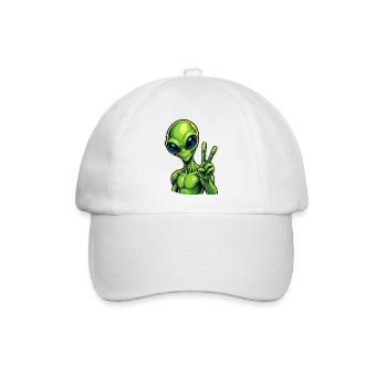 Alien Peace Zeichen - Baseballkappe - Weiß/Weiß - Vorne