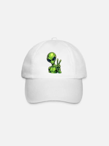 Alien Peace Zeichen - Baseballkappe - Weiß/Weiß