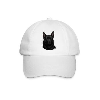 Schwarzer Schäferhund Kopf Portrait - Baseballkappe - Weiß/Weiß - Vorne