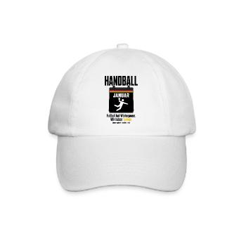 Handball Januar Shirt – Fußball hat Winterpause - Baseballkappe - Weiß/Weiß - Vorne