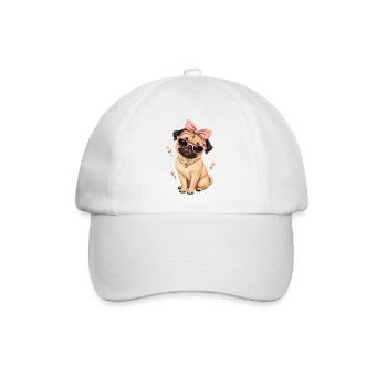 Mops Hund süßer Mops niedlicher Mops - Baseballkappe - Weiß/Weiß - Vorne