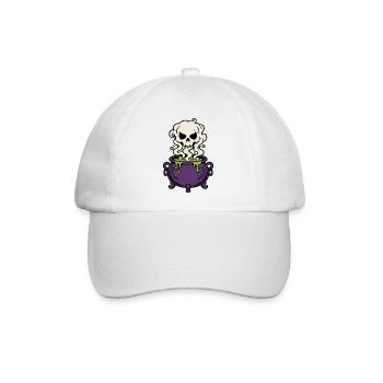 Hexenkessel Rauch Totenkopf Magic Gothic Shirt - Baseballkappe - Weiß/Weiß - Vorne