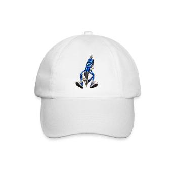 Blauer Stift Müde Cartoonfigur - Baseballkappe - Weiß/Weiß - Vorne